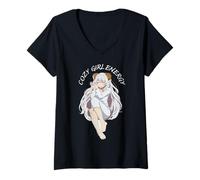 Donna Camicia Cozy Girl Energy - Simpatica e Morbida Sleepy Era Kawaii Anime Maglietta con Collo a V