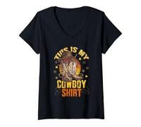 Donna Camicia da Cowboy Occidentale con Scritta This Is My Cowboy Maglietta con Collo a V
