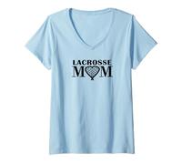 Donna Camicia da mamma Lacrosse Cute Love Lacrosse Heart LAX Sticks Maglietta con Collo a V