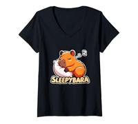 Donna Camicia da notte Capybara Sleepybara Camicia da notte Capybara Sleep Maglietta con Collo a V
