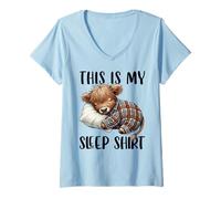 Donna Camicia da Notte This Is My Sleep, Highland Cow, Nightshirt & Sleep Maglietta con Collo a V