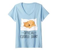 Donna Camicia da Notte Ufficiale Cuddle Cuddle Best Friends per Cani e Gatti Maglietta con Collo a V
