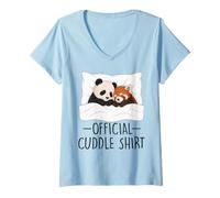 Donna Camicia da Notte Ufficiale Cuddle Panda Red Panda Best Friends Maglietta con Collo a V