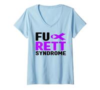 Donna Camicia della sindrome di Fu Rett - Consapevolezza della sindrome di Fu Rett Maglietta con Collo a V