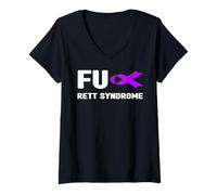 Donna Camicia della sindrome di Fu Rett - Consapevolezza della sindrome di Fu Rett Maglietta con Collo a V