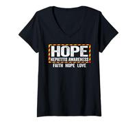 Donna Camicia di consapevolezza dell'epatite Hope - Consapevolezza dell'epatite Maglietta con Collo a V