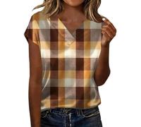 Donna Camicia di Raso Elegante Manica Corta Maglietta Fantasia Vintage Slim Fit Camicetta Curvy Scollo a V Blusa Eleganti Blouses Estiva Satin Blusa Loose Business Top da Ufficio