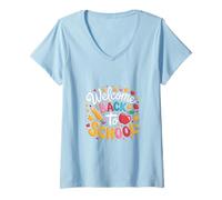 Donna Camicia divertente con scritta "Welcome Back to School" per bambini e bambine Maglietta con Collo a V