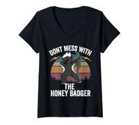 Donna Camicia Don't Mess With Honey Badger, regalo con animali arrabbiati Maglietta con Collo a V