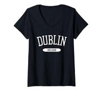 Donna Camicia Dublino Stile Classico Dublino Irlanda Maglietta con Collo a V