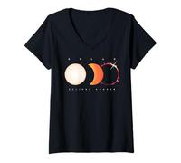 Donna Camicia Eclissi Solare Chaser Total Eclipse Astronomy Sun Maglietta con Collo a V