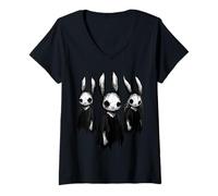 Donna Camicia Gotica Creepy Bunny Coniglio Goth Coniglietti Malvagi Weirdcore Maglietta con Collo a V
