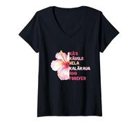 Donna Camicia Hawaiana da Donna Hula Dancer Hula Steps Hibiscus Maglietta con Collo a V