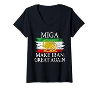 Donna Camicia iraniana Rendere l'Iran Grande di Nuovo Emblema dell'Iran MIGA Regalo Maglietta con Collo a V