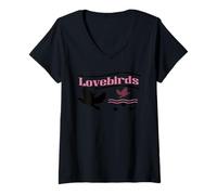 Donna Camicia Lovebirds, Amo Gli Uccelli Che volano, Camicia Carina Maglietta con Collo a V