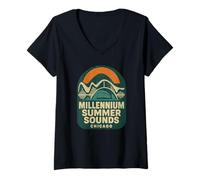 Donna Camicia Millennium Summer Sounds Concerto retrò al Chicago Park Maglietta con Collo a V