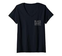 Donna Camicia nera White Edition Minimalista Pocket White Maglietta con Collo a V