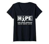 Donna Camicia per la consapevolezza del Cancro ai polmoni - Hope Lung Cancer Awareness Maglietta con Collo a V