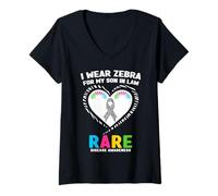 Donna Camicia per la consapevolezza delle malattie Rare, indosso Zebra per Mio Figlio in Legge Maglietta con Collo a V