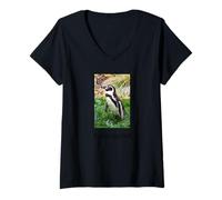 Donna Camicia Pinguino Endangered Galapagos Penguin Maglietta con Collo a V