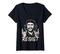 Donna Camicia Resist Che Guevara Graphic Maglietta con Collo a V