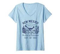 Donna Camicia retrò New Mexico State Est 1912 Santa Pueblos Maglietta con Collo a V