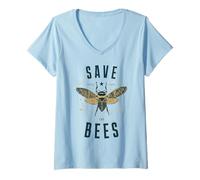 Donna Camicia retrò Save The Bees, Apicoltore delle api, Giornata della Terra Maglietta con Collo a V