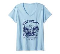 Donna Camicia retrò West Virginia State Est 1863 Appalachians Maglietta con Collo a V
