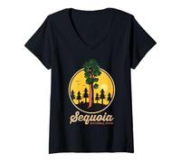 Donna Camicia Sequoia, General Sherman Tree nel Parco Nazionale di Sequoia Maglietta con Collo a V