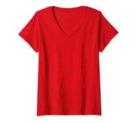 Donna Camicia Stelle Rosse Maglietta con Collo a V