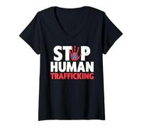 Donna Camicia Stop Human Trafficking - End Human Trafficking Maglietta con Collo a V