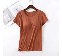 Donna Camicia Tinta Unita con Incorporato Reggiseno Tee Girocollo Sciolto Manica