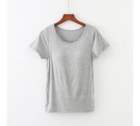 Donna Camicia Tinta Unita con Incorporato Reggiseno Tee Girocollo Sciolto Manica
