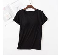Donna Camicia Tinta Unita con Incorporato Reggiseno Tee Girocollo Sciolto Manica