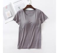 Donna Camicia Tinta Unita con Incorporato Reggiseno Tee Girocollo Sciolto Manica