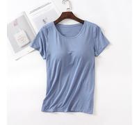 Donna Camicia Tinta Unita con Incorporato Reggiseno Tee Girocollo Sciolto Manica