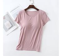 Donna Camicia Tinta Unita con Incorporato Reggiseno Tee Girocollo Sciolto Manica