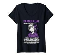 Donna Camicia viola con connessione emotiva dell"orgoglio demisessuale. Maglietta con Collo a V