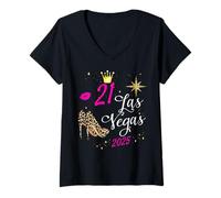 Donna Camicie da viaggio per ragazze di Las Vegas 2025 È la mia squadra per il 21° compleanno Maglietta con Collo a V