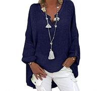 Donna Camicie Lino di Cotone Manica Lunga Top Oversize Camicette Floreale Maglione Canapa di Cotone Shirt Collo a v Taglie Forti Maglie Pullover Estiva Basic Tshirts Loose Casual Tunica