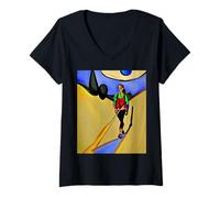 Donna Camino de Santiago de Compostela Escursioni Vestito Maglietta con Collo a V