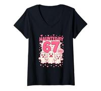 Donna Camiseta Haunted by 67 Six Seven 6 7 Meme Gen We Wear Pink Maglietta con Collo a V