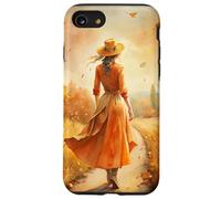donna, camminare, attraverso, autunno, sentiero Custodia per iPhone SE (2020) / 7 / 8