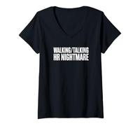 Donna Camminare Parlando HR Nightmare Ufficio Maglietta con Collo a V