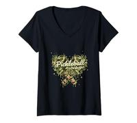 Donna Camo Pickleball Drip Life Style Maglietta con Collo a V