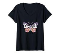 Donna Campbell Butterfly - Personalizzato Carino Nome Word Art Maglietta con Collo a V