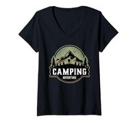 Donna Campeggio Avventura Sopravvivenza all'aperto Bushcraft Abilità Natura Maglietta con Collo a V