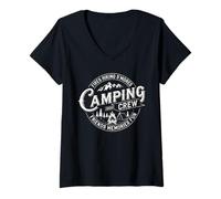 Donna Camping Crew 2025 Matching for Family Camper Kid Girl Boy Maglietta con Collo a V