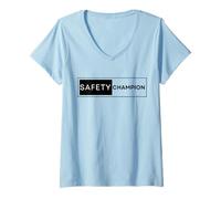 Donna Campione della Sicurezza | Idee Regalo Divertenti per la Giornata Mondiale della Sicurezza Maglietta con Collo a V