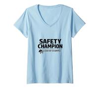 Donna Campione della Sicurezza - Lead by Example | Idea Regalo Professionale Maglietta con Collo a V